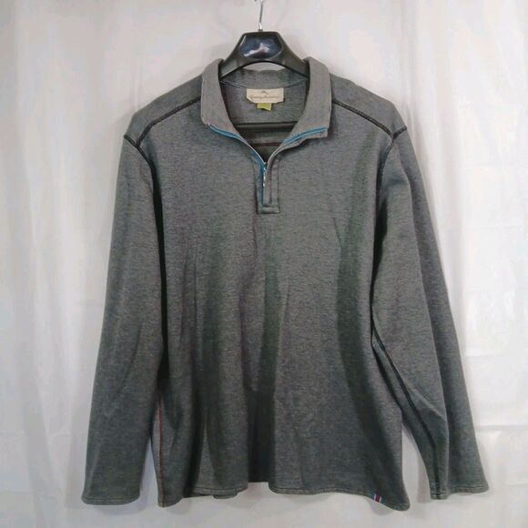 tommy bahama shirtmen's Size XXL 1/4 Zip Gray Red Black Blue - Picture 1 of 9